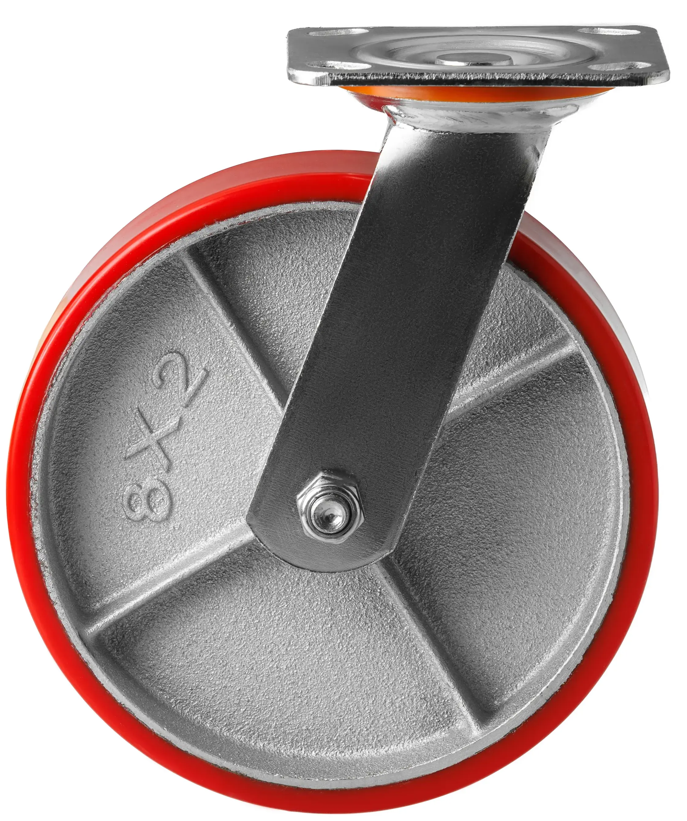Большегрузное полиуретановое колесо 200 мм (поворотное, площадка, роликоподшипник) - SCP 80
